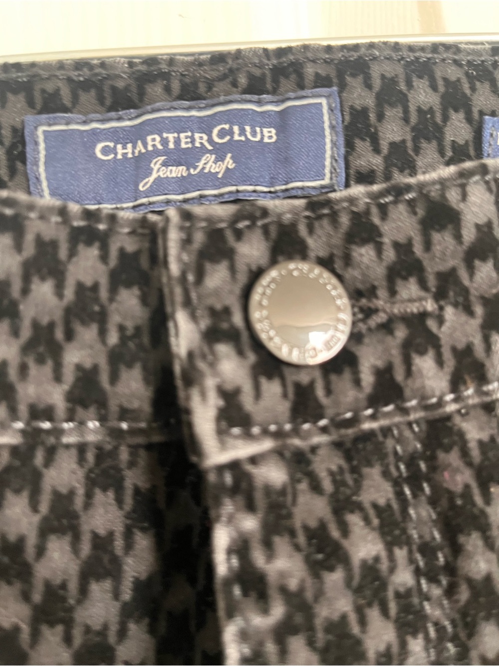 Charter Club women’s Black Houndstooth Slim Jeans